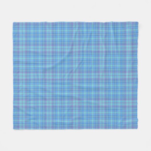 Pastel Blue Plaid Pattern Fleece Deken (Voorkant (Horizontaal))