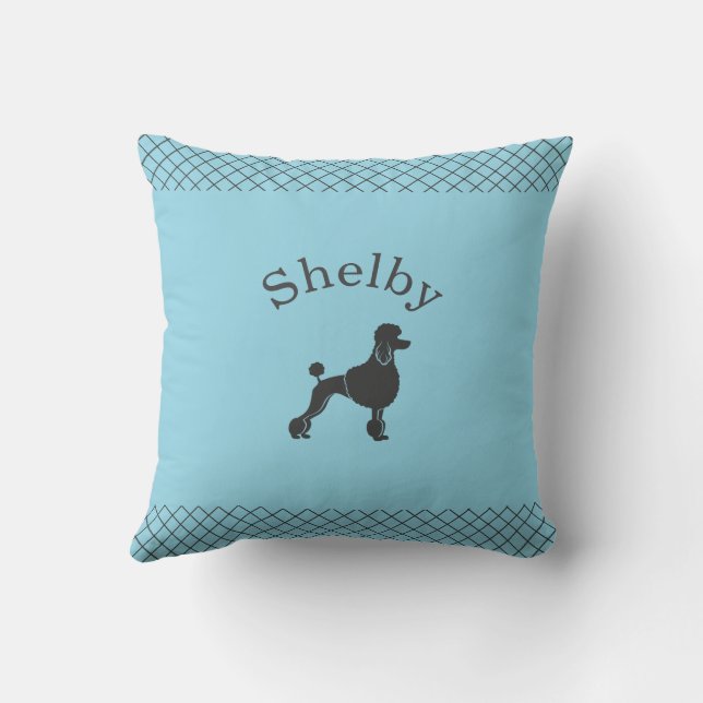Pastel Blue Poodle  Personalized Matching Kussen (Achterkant)