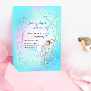 Pastel Blue Pretty Ballerina Invitation Anniversai