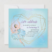 Pastel Blue Pretty Ballerina Invitation Anniversai (Devant)