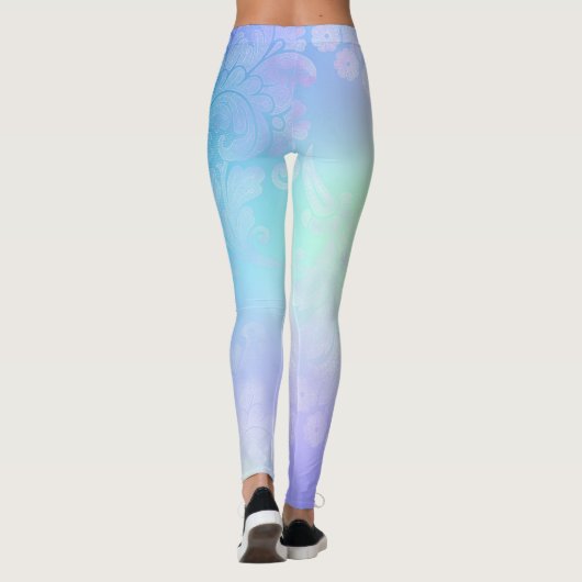 Pastel Blue Rainbow Floral Leggings (Achterkant)