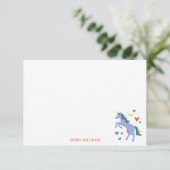 Pastel Blue Rainbow Unicorn Kinder Personal Note Bedankkaart (Staand voorkant)
