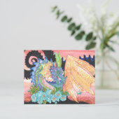 Pastel Blue Roos Dragon Briefkaart (Staand voorkant)