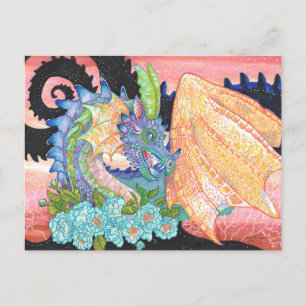 Pastel Blue Roos Dragon Briefkaart