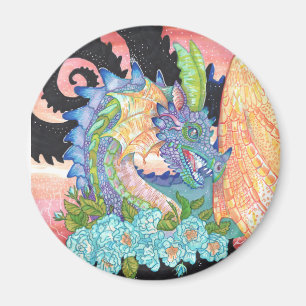 Pastel Blue Roos Dragon Magneet