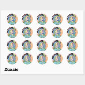 Pastel Blue Roos Dragon Ronde Sticker (Vel)