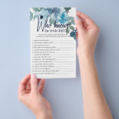 Pastel Blue Rozen Wedding Game die de bruid kent Flyer (Hand)
