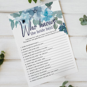 Pastel Blue Rozen Wedding Game die de bruid kent Flyer