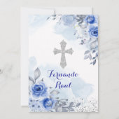 Pastel Blue Silver Fiesta Boy Baptisme Birthday Kaart (Achterkant)