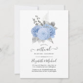 Pastel Blue & Silver  Roos Virtual Weddenschap Kaart (Voorkant)
