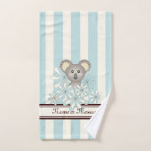Pastel Blue Stripe Cute Baby Koala Kinder Bad Handdoek (Handdoek)