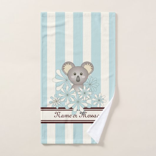 Pastel Blue Stripe Cute Baby Koala Kinder Bad Handdoek (Handdoek)