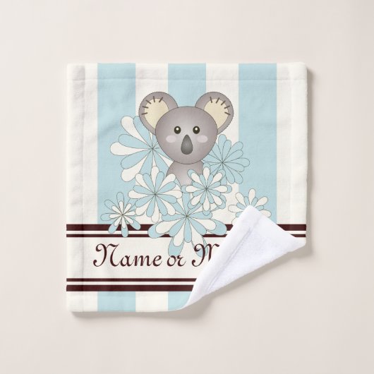 Pastel Blue Stripe Cute Baby Koala Kinder Bad Handdoek (Wasdoekje)