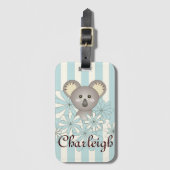 Pastel Blue Stripe Cute Baby Koala Kinder Bagagelabel (Voorkant (verticaal))