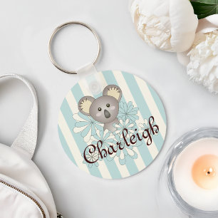 Pastel Blue Stripe Cute Baby Koala Kinder Sleutelhanger