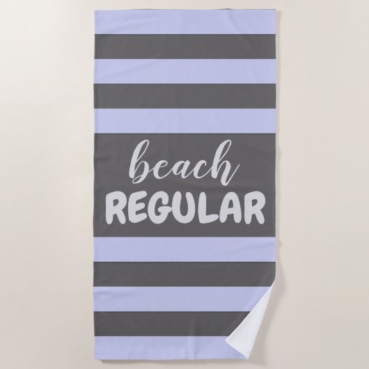 Pastel Blue Stripes Custom Text Beach REGULIER Strandlaken (Voorkant)