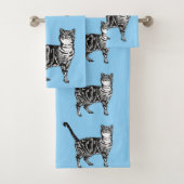 Pastel Blue Tabby Chat Chats Filles Ensemble de se (En situation)