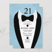 Pastel Blue Tuxedo Mens 21e Invitation de fête d'a (Devant / Derrière)