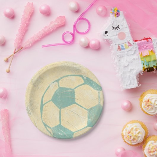 Pastel Blue Voetbal van Chariklia Zarris Papieren Bordje (Feest)