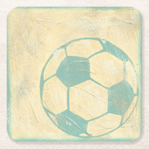 Pastel Blue Voetbal van Chariklia Zarris Vierkante Kartonnen Onderzetter