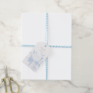 Pastel Blue Waterverf Floral Cadeaulabel
