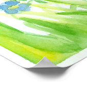 Pastel Blue Waterverf Flowers Painting Poster (Hoek)