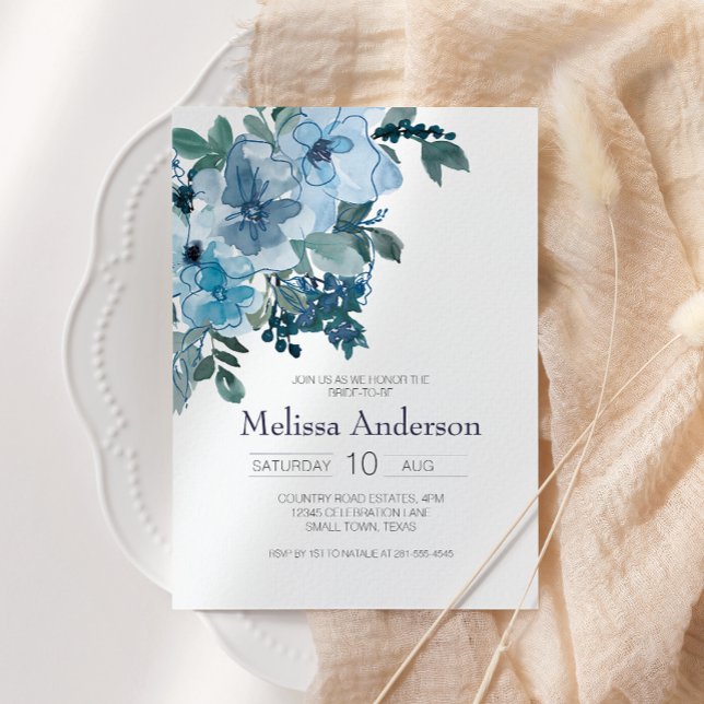 Pastel Blue Waterverf Rozen Florence Vrijgezellenf (Creator heeft geüpload)