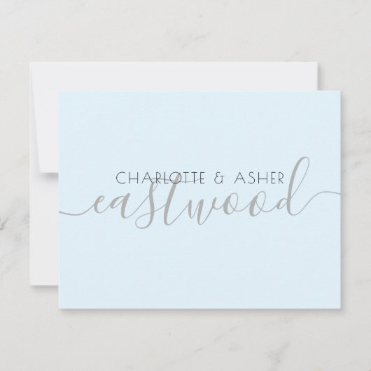 Pastel Blue Wedding Monogram Note Kaart Notitiekaartje (Voorkant)