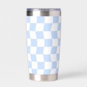 Pastel Blue White Retro Checkerboard Pattern Geïsoleerde Drinkbeker (Achterkant)