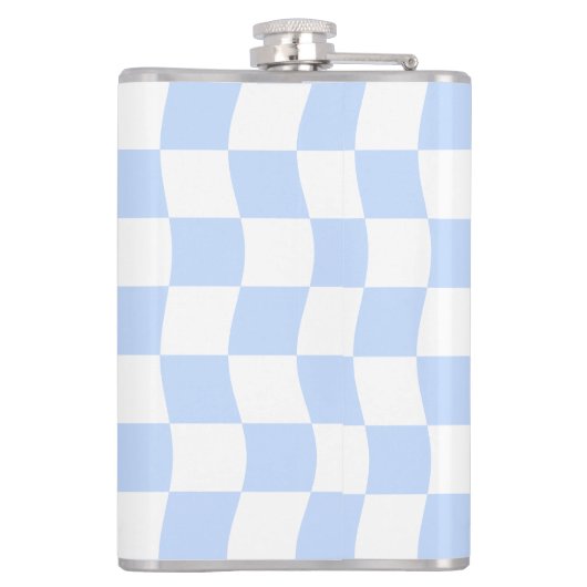 Pastel Blue White Retro Checkerboard Pattern Heupfles (Achterkant)