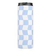 Pastel Blue White Retro Checkerboard Pattern Thermosbeker (Achterkant)