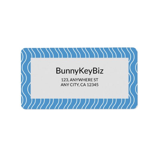 Pastel Blue White Wave Line Business Company Etiket (Voorkant)