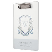 Pastel Blue Wilde Waterverf Crest Monogram Klembord (Links)