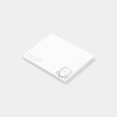 Pastel Blue Wilde Waterverf Crest Monogram Post-it® Notes (Schuin)