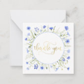 Pastel Blue Wildflower Gold Script Bedankt Notitiekaartje (Voorkant)