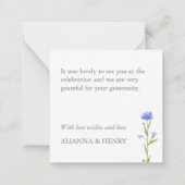 Pastel Blue Wildflower Gold Script Bedankt Notitiekaartje (Achterkant)