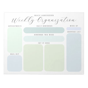 Pastel Blues en Greens Custom Weekly Organisatie Notitieblok