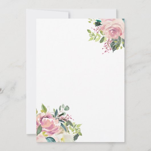 Pastel Blush Bloemen Bruiloft Uitnodiging (Achterkant)