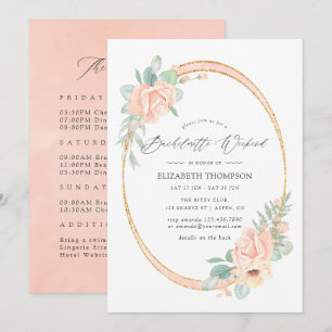 Pastel Blush Bloemen Geometrische Bachelorette Wee Kaart