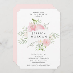 Pastel Blush Bridal Shower Invitation Kaart