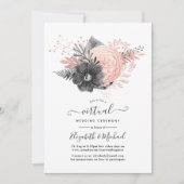 Pastel Blush en Charcoal Floral Virtual Wedding Kaart (Voorkant)