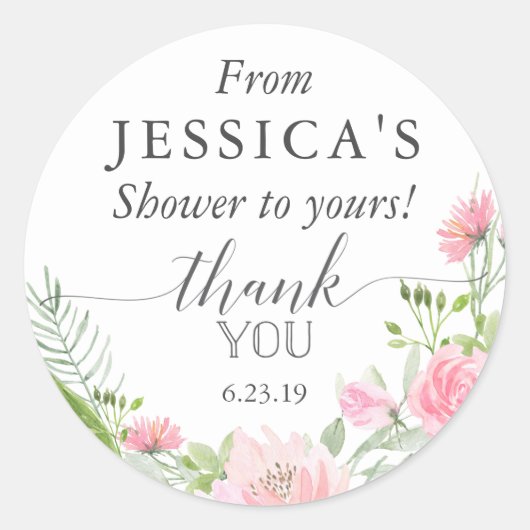 Pastel Blush Favor Sticker - Shower (Voorkant)