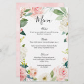 Pastel Blush  Floral Botanical WeddenMenu (Voorkant / Achterkant)