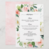 Pastel Blush  Floral Botanical WeddenMenu (Voorkant / Achterkant)