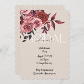 PASTEL BLUSH FLORAL BOURGONDIË VRIJGEZELLENFEEST SAVE THE DATE (Voorkant / Achterkant)