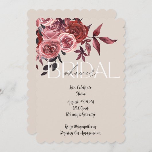 PASTEL BLUSH FLORAL BOURGONDIË VRIJGEZELLENFEEST SAVE THE DATE (Voorkant / Achterkant)