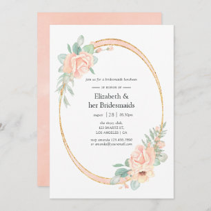Pastel Blush Floral Geometric Bridesmaids Luncheon Kaart