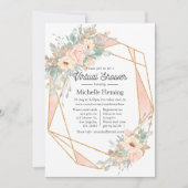 Pastel Blush Floral Geometric Virtual Shower Kaart (Voorkant)