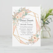 Pastel Blush Floral Geometric Virtual Shower Kaart (Staand voorkant)