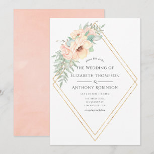Pastel Blush Floral Geometric Weddenschap Kaart